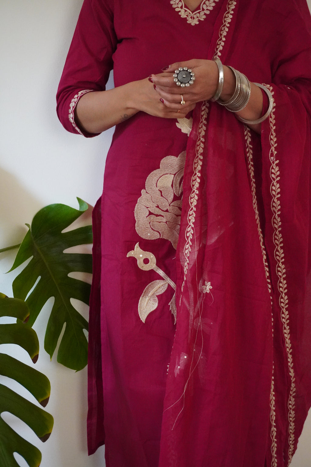 Gulabo 3 Piece Rani pink suit