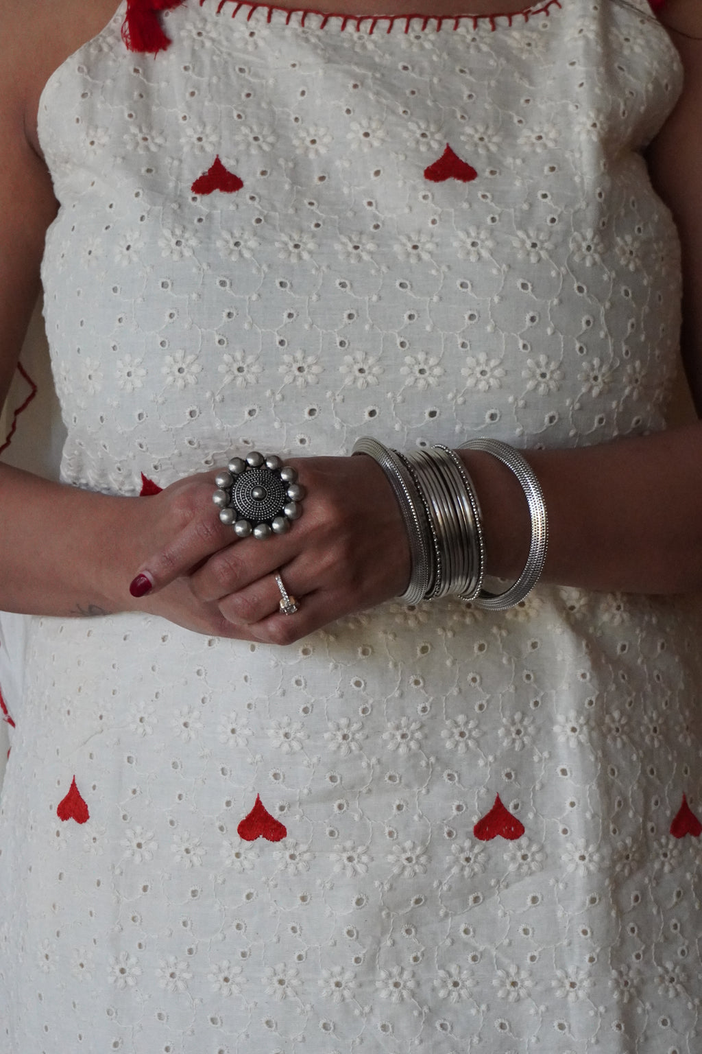 Shreya White Chikankari Suit with ♥️Motifs