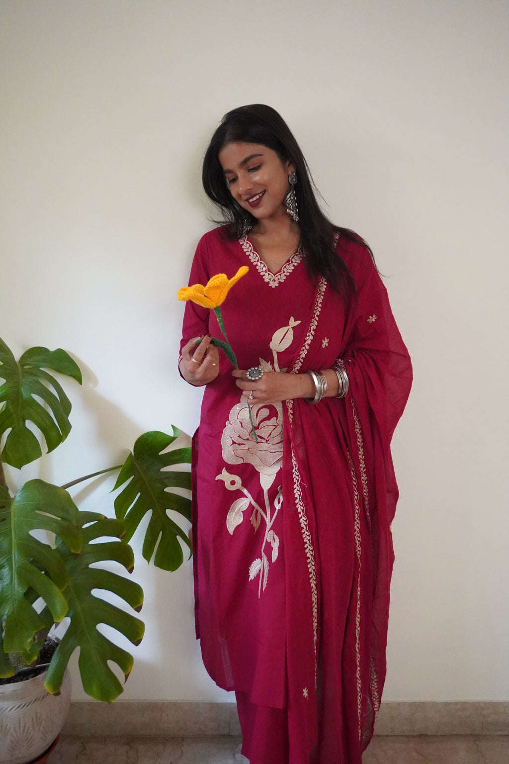 Gulabo 3 Piece Rani pink suit